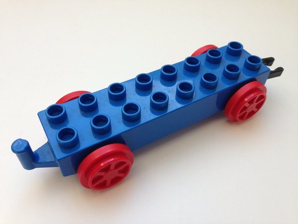 Lego Duplo Eisenbahn-Anhänger lang blau-rot