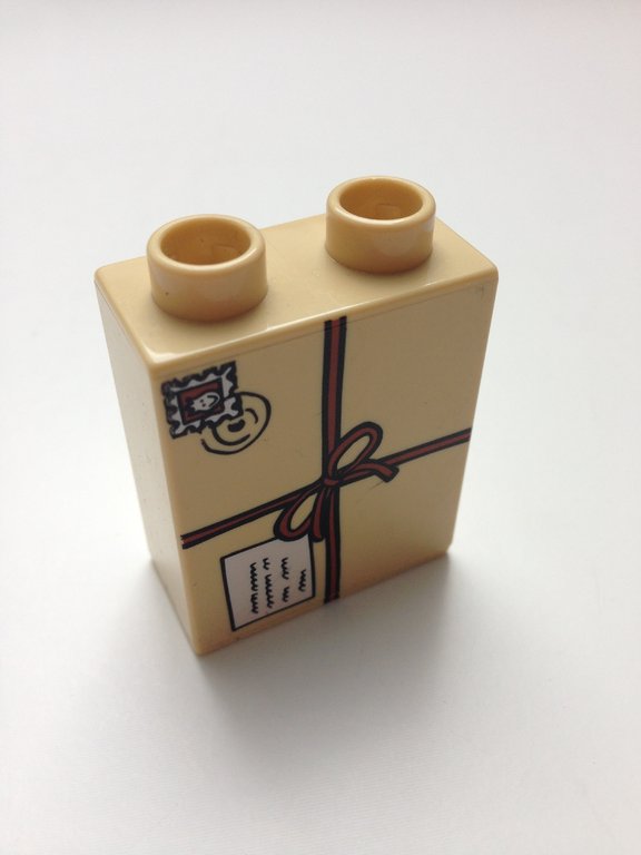 Lego Duplo Baustein 1x2x2 mit Motiv Brief / Paket