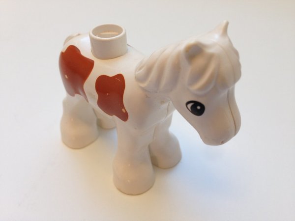 Lego Duplo Pferd / Pony weiß-braun
