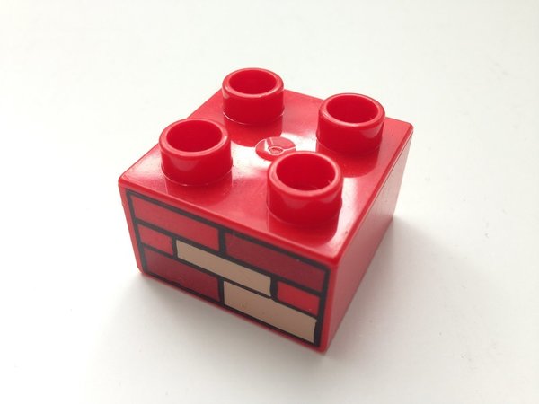 Lego Duplo Motiv-Baustein 2x2 Mauer - rot
